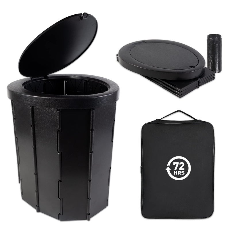 72 HRS Portable Collapsible Camp Toilet Extra Large Lightweight Sturdy With 12 Toilet Bags - Image 2