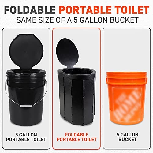 72 HRS Portable Collapsible Camp Toilet Extra Large Lightweight Sturdy With 12 Toilet Bags - Image 3