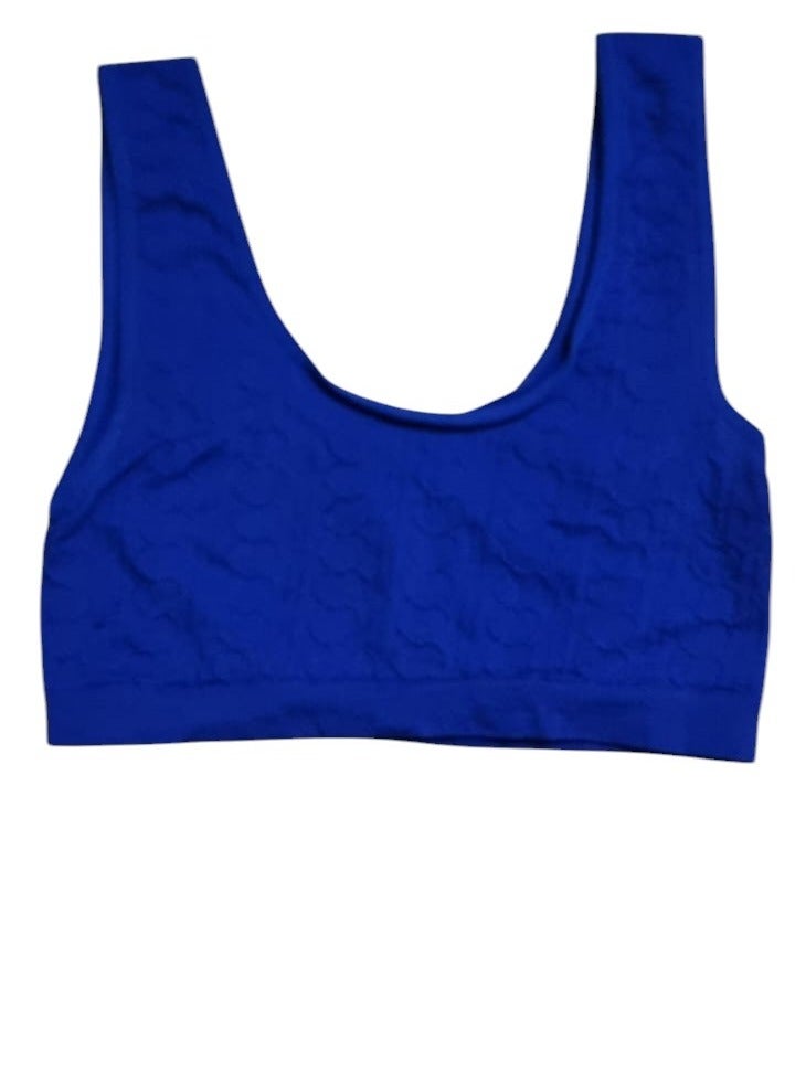 Women's Polyester Non-Wired Soft Tank Top Sports Bra Free Size Dark Blue 