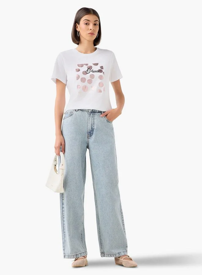 Splash FAV Flexi Waist Wide Leg Jeans Cotton