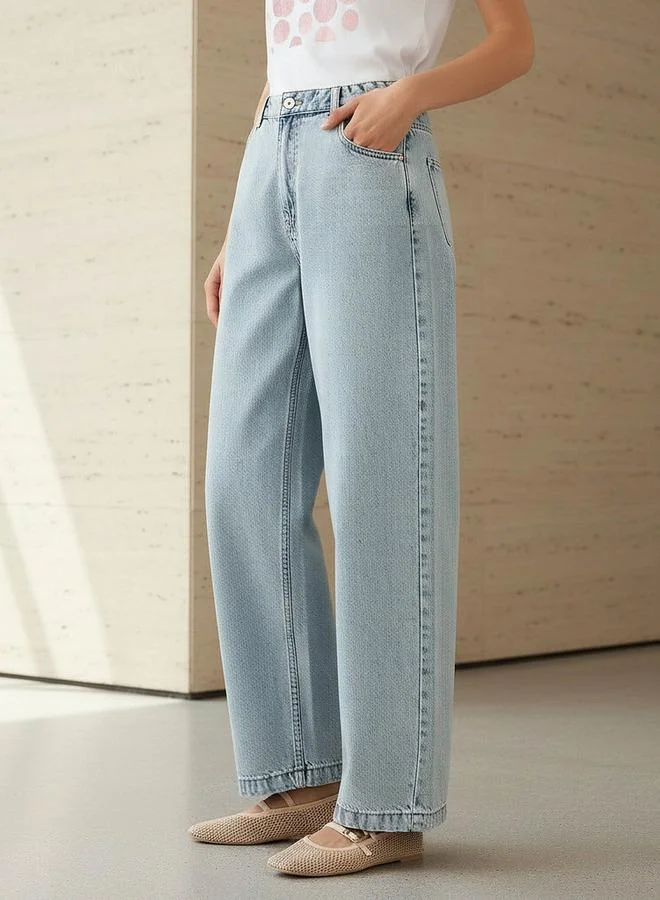 Splash FAV Flexi Waist Wide Leg Jeans Cotton