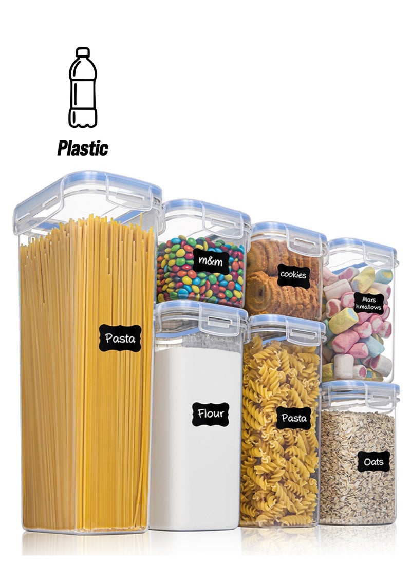 Arabest Airtight Food Storage Containers with Lids,7Pcs Plastic Kitchen and Pantry Organization Canisters for Cereal, Dry Food, Flour and Sugar, BPA Free  - Image 1