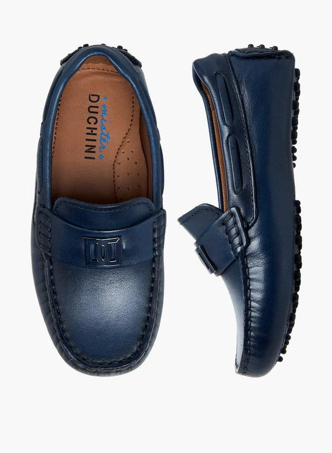 Mister Duchini Boys Leather Slip-On Moccasins