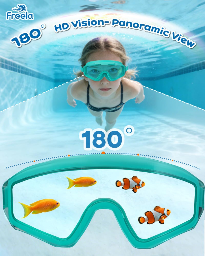 Freela 2 Pack Kids Swim Goggles for 6-14 8-12 8-14 4-7, Water Pool Swimming Goggles 180Â° Wide View Anti-Fog UV Protection, Soft Silicone Layer Waterproof No Leak Glasses for Teens Youth Boys Girls - Image 4
