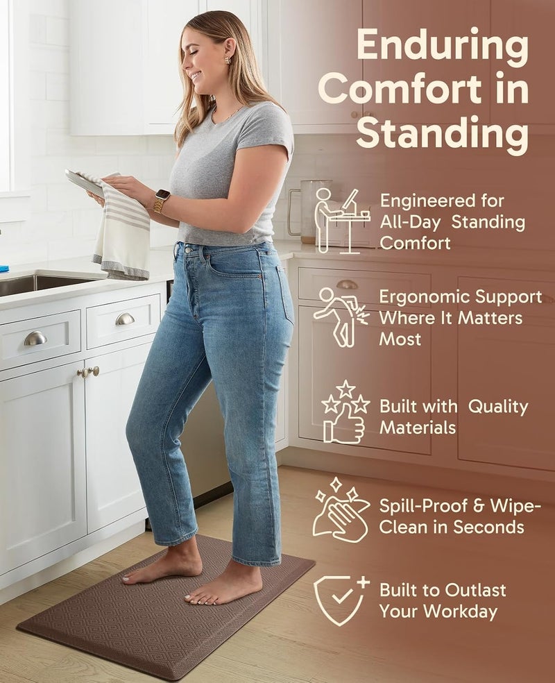 Ophanie Kitchen Mats for Floor, 1/2 Inch Thick, 20x32 Anti Fatigue Cushioned Mat with 99+ Pairs of Anti-Slip Bottom Ridges,Kitchen Rugs,Waterproof,Comfort Ergonomic Standing Mat for Office,Home,Sink - Image 3