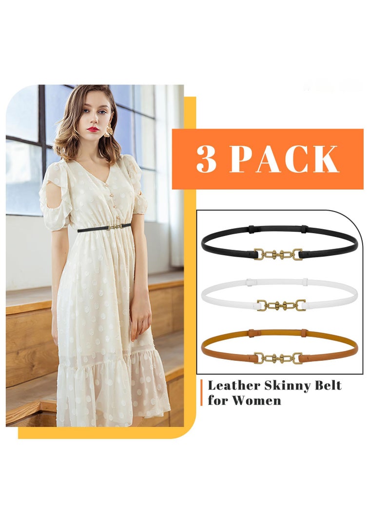 3 Pack Adjustable Leather Belts for Women with Alloy Buckles Perfect for Dresses and Blouses - Image 2
