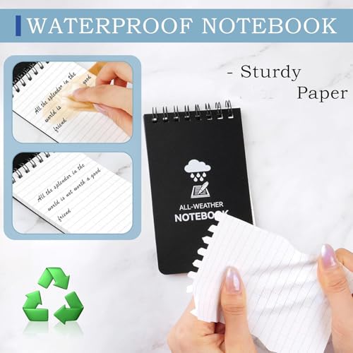 COIDEA 6 Pack Waterproof Notebook, 3 x 5 Pocket Notepad, Top-Spiral Weatherproof NotePad, All Weather Police Pocket Notebook Little Memo Steno Note Pads for Outdoor Office School Recording - Image 4