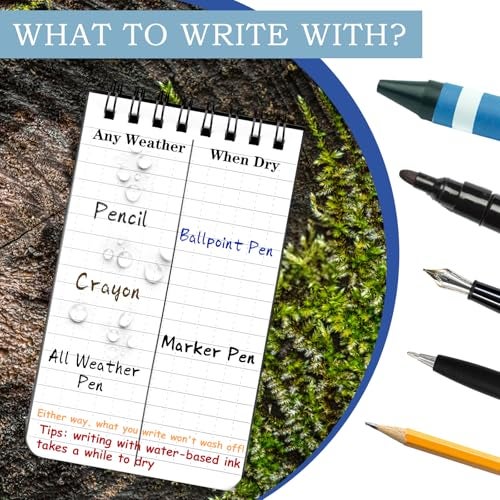COIDEA 6 Pack Waterproof Notebook, 3 x 5 Pocket Notepad, Top-Spiral Weatherproof NotePad, All Weather Police Pocket Notebook Little Memo Steno Note Pads for Outdoor Office School Recording - Image 5