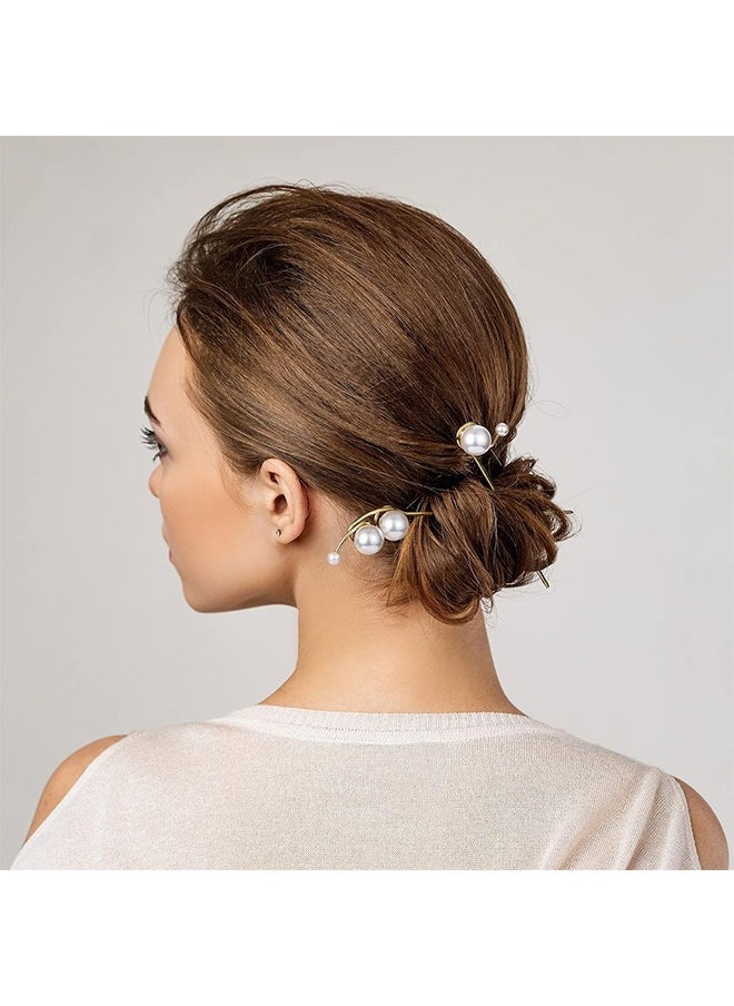Zoreya - 3 Pcs Pearl Hair Styling Pins, Crystal Metal Updo Head Piece, Vintage Diamond Hair Stick Accessories - Image 1