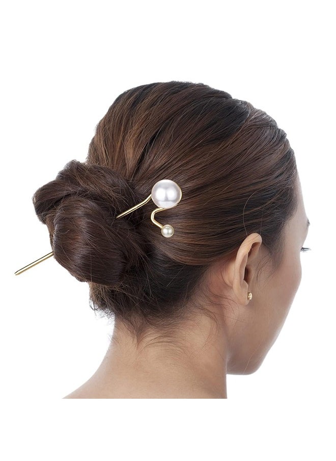Zoreya - 3 Pcs Pearl Hair Styling Pins, Crystal Metal Updo Head Piece, Vintage Diamond Hair Stick Accessories - Image 1