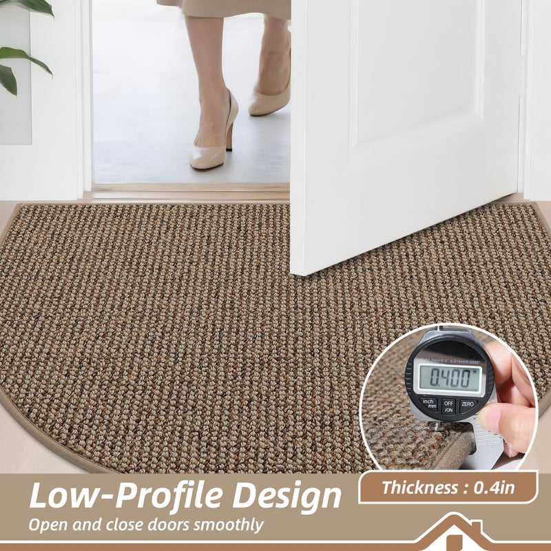 BEQHAUSE Dirt Trapper Door Mat 32" x 48" Half Circle Non-Slip Washable Doormats Entrance Rugs Absorbent Welcome Low Profile Floor Mats for Front Back Door and Entryway, Taupe - Image 5