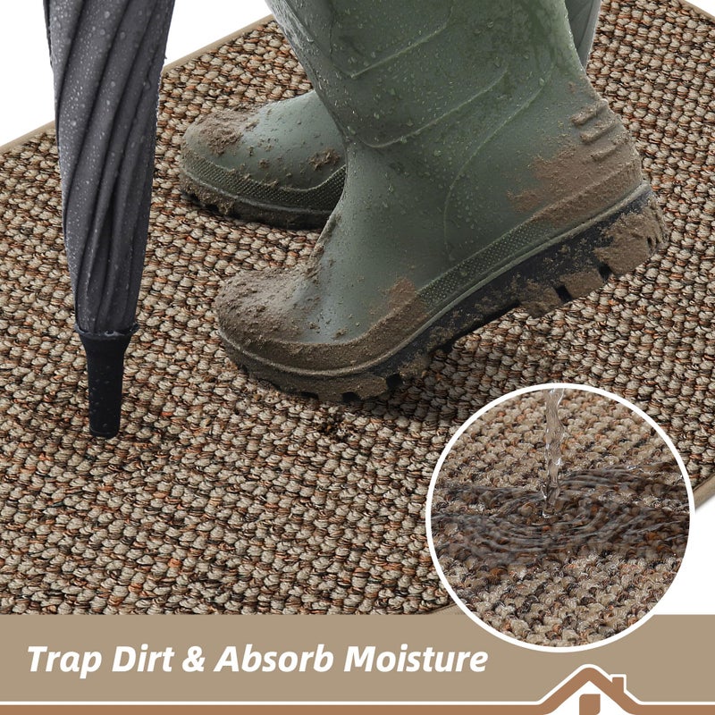 BEQHAUSE Dirt Trapper Door Mat 32" x 48" Half Circle Non-Slip Washable Doormats Entrance Rugs Absorbent Welcome Low Profile Floor Mats for Front Back Door and Entryway, Taupe - Image 3