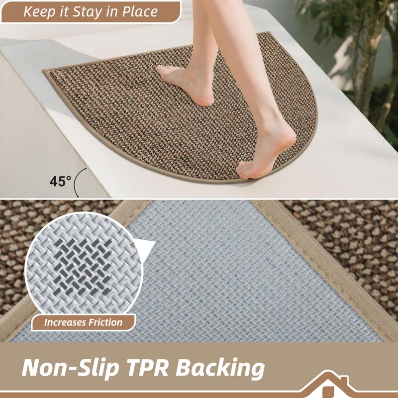 BEQHAUSE Dirt Trapper Door Mat 32" x 48" Half Circle Non-Slip Washable Doormats Entrance Rugs Absorbent Welcome Low Profile Floor Mats for Front Back Door and Entryway, Taupe - Image 4