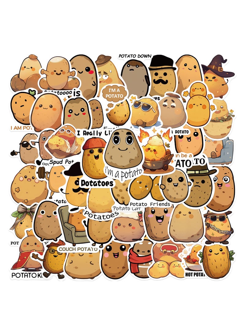 ORAINBOW 50 Pieces Funny Potatoes Stickers for Kids Stickers Cartoon Waterproof Laptop Sticker Assorted Colorful Sticker Pack for Kids Teens Skateboard Water Bottle Phone Case - Image 1