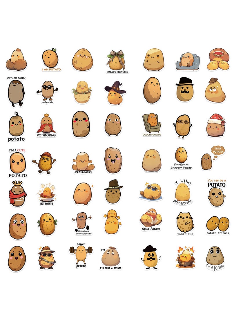ORAINBOW 50 Pieces Funny Potatoes Stickers for Kids Stickers Cartoon Waterproof Laptop Sticker Assorted Colorful Sticker Pack for Kids Teens Skateboard Water Bottle Phone Case - Image 2