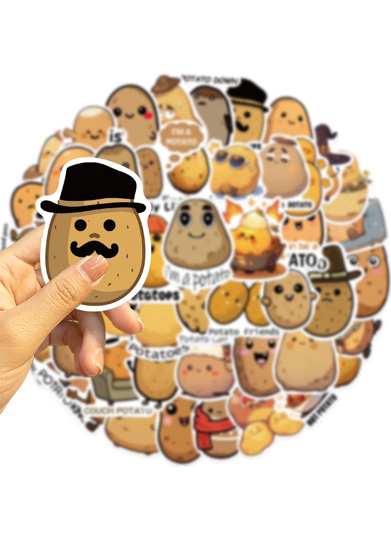 ORAINBOW 50 Pieces Funny Potatoes Stickers for Kids Stickers Cartoon Waterproof Laptop Sticker Assorted Colorful Sticker Pack for Kids Teens Skateboard Water Bottle Phone Case - Image 4