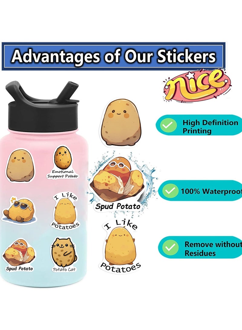 ORAINBOW 50 Pieces Funny Potatoes Stickers for Kids Stickers Cartoon Waterproof Laptop Sticker Assorted Colorful Sticker Pack for Kids Teens Skateboard Water Bottle Phone Case - Image 5