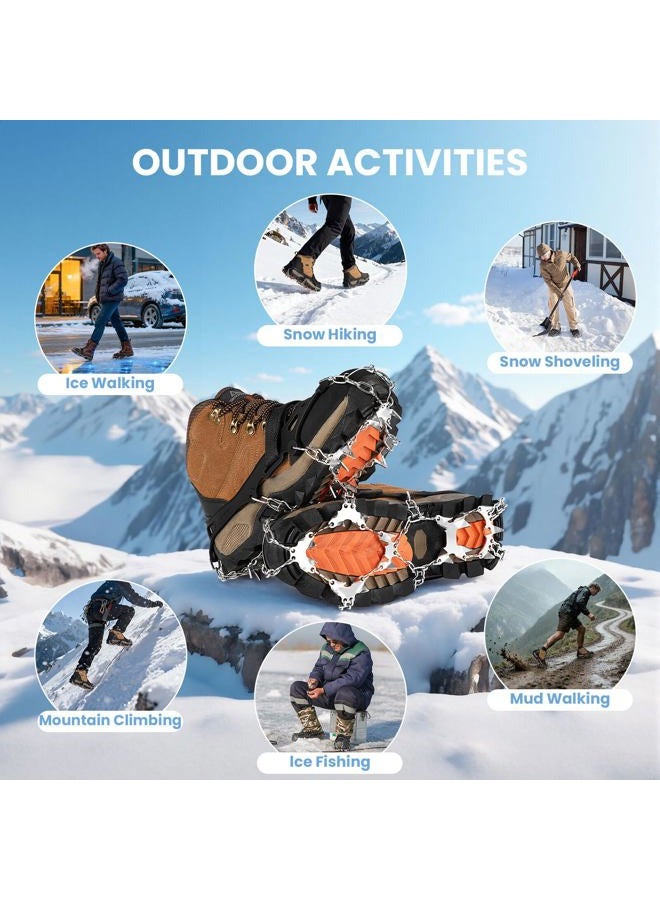 AOOELLO Crampons for Shoes with 28 Stainless Steel Spikes, Anti Slip Crampons for Hiking Boots Women Men, Ice Cleats Traction Snow Grips for Hiking Jogging Fishing Walking Climbing Mountaineering - Image 5