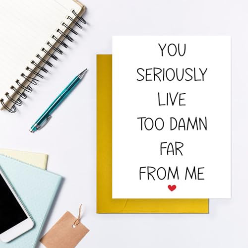 COLINHELIN Funny Long Distance Card - You Live too Far, Sarcastic Humor Miss You Card for Best Friends & Family - Image 4