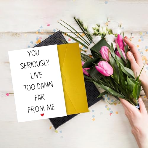COLINHELIN Funny Long Distance Card - You Live too Far, Sarcastic Humor Miss You Card for Best Friends & Family - Image 5