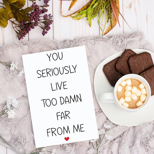 COLINHELIN Funny Long Distance Card - You Live too Far, Sarcastic Humor Miss You Card for Best Friends & Family - Image 2