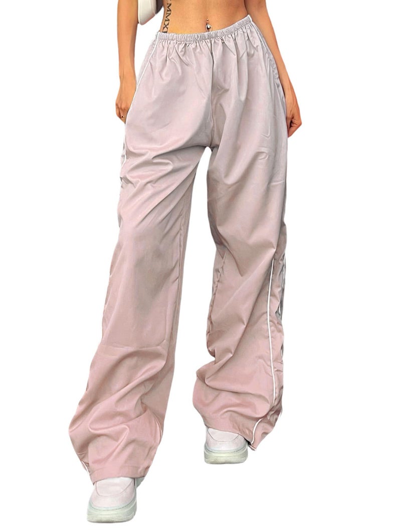XPONNI Women's Baggy Y2K Parachute Pants - Pink, S (Small) - Image 1