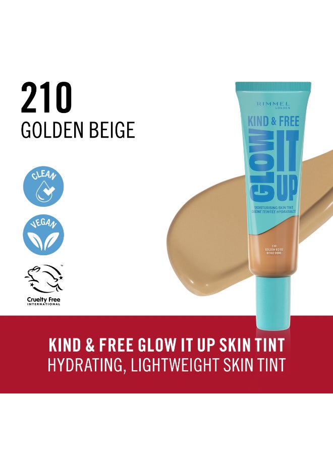 RIMMEL LONDON Kind And Free Glow It Up Moisturising Skin Tint - 210 - Golden Beige, 30Ml - Image 2