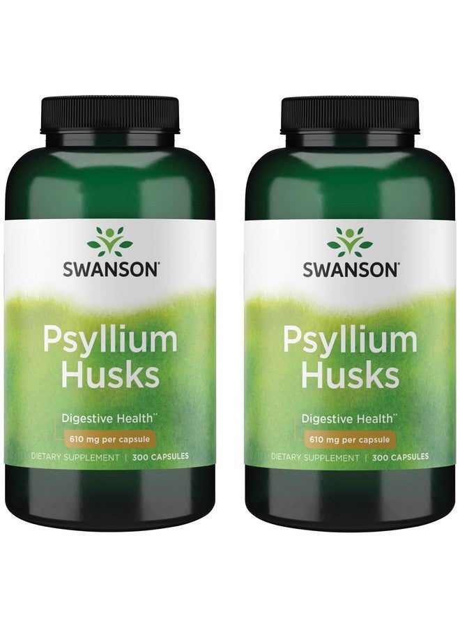 Swanson Psyllium Husk Dietary Fiber Supplement 610 mg 300 Capsules - (2 Pack)