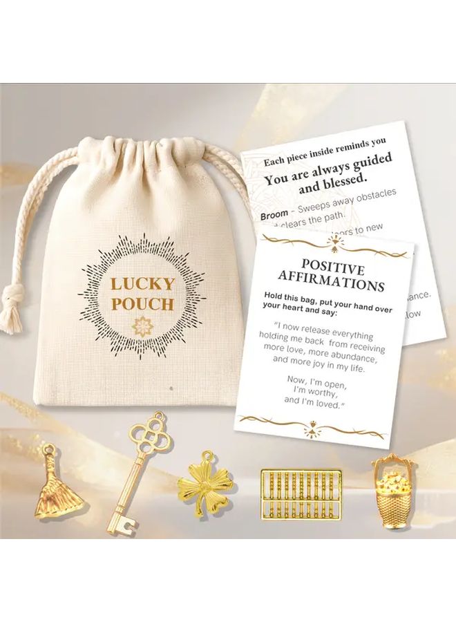 Luck Pouch with Affirmation Cards for Prosperity Abundance Good Luck Charms Spiritual Gift - Image 1