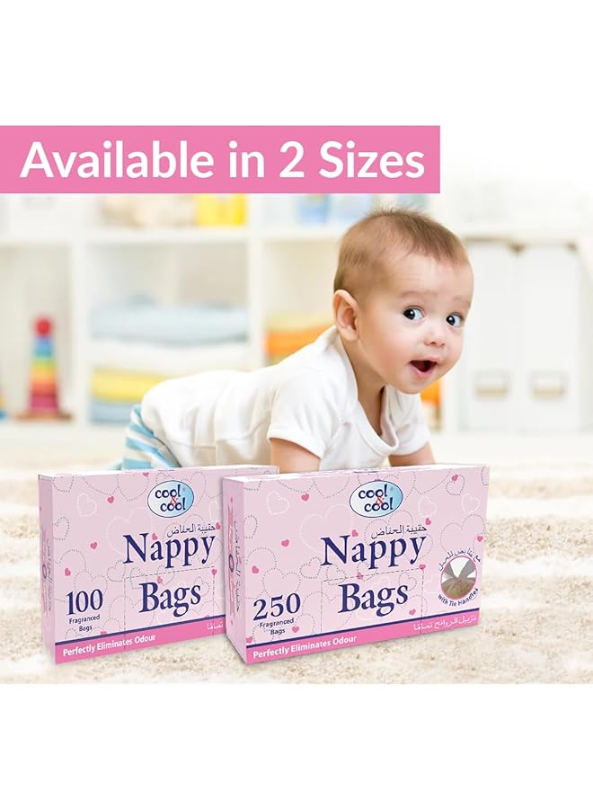 Cool & Cool Nappy Bags 250'S Diaper Disposable Bags Mildly Scented Hygienic Easy Tie Handles & Eliminates Odor - Image 2