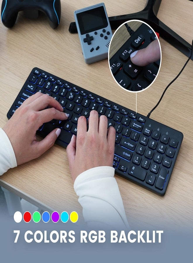 Perixx PERIBOARD-333B Wired Backlit USB Keyboard- X Type Scissor Keys - Compact 14.25x4.57 Inches - Big Print Letters - White Backlit - US English,11618 - Image 4