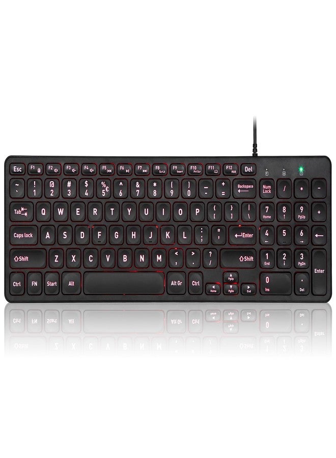 Perixx PERIBOARD-333B Wired Backlit USB Keyboard- X Type Scissor Keys - Compact 14.25x4.57 Inches - Big Print Letters - White Backlit - US English,11618 - Image 1
