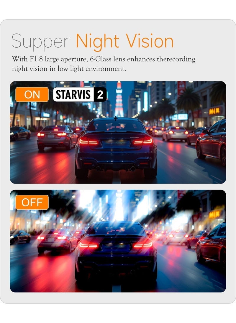 4K UHD Hidden Dash Cam with WiFi & GPS - Dual Lens Front and Rear Car Camera, Loop Recording, Night Vision, Wireless Installation & App Control - Black - Image 4