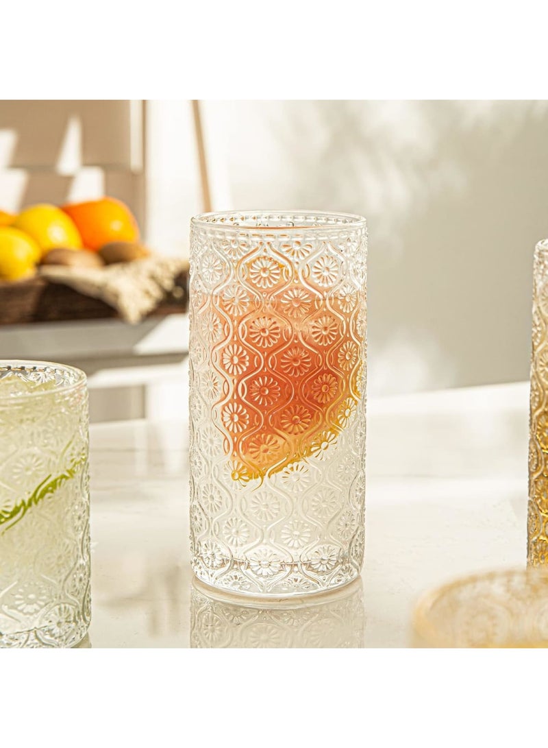 SOLARAE أكواب قهوة عتيقة، كؤوس شرب مزخرفة قصيرة الساق، مجموعة من 4 أكواب زجاجية على طراز آرت ديكو، للاستخدام في المنزل، الحانات، الحفلات، الشاي، هدية - Image 4