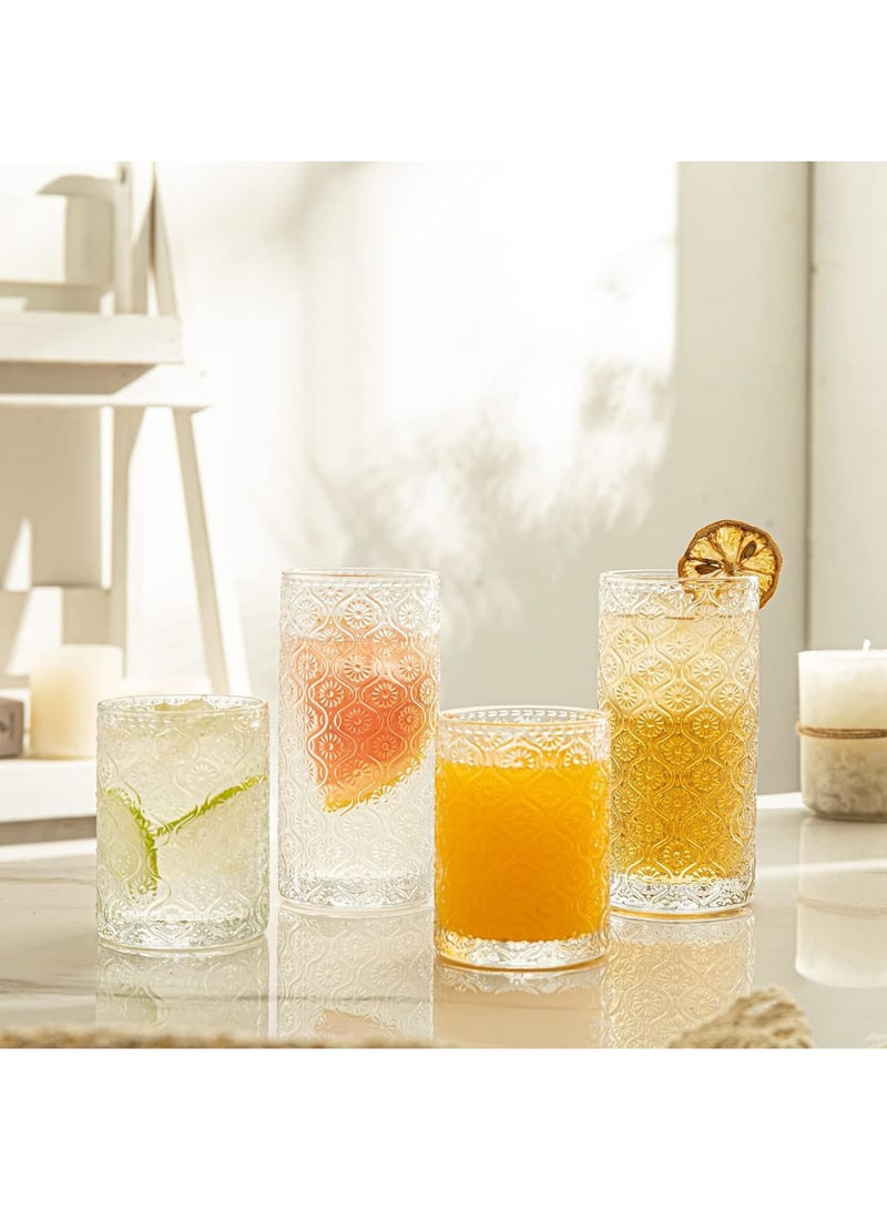 SOLARAE أكواب قهوة عتيقة، كؤوس شرب مزخرفة قصيرة الساق، مجموعة من 4 أكواب زجاجية على طراز آرت ديكو، للاستخدام في المنزل، الحانات، الحفلات، الشاي، هدية - Image 3