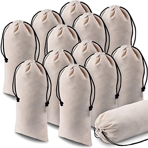 Kenning 12 Pcs Shoe Dust Bags Beige Duster Flannel Single Shoe Pouch with Drawstring Closure Washable Breathable Shoe Covers for Travel Home Luggage Handbags, 8 x 17 Inches - Image 1