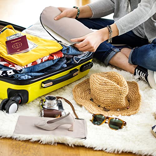 Kenning 12 Pcs Shoe Dust Bags Beige Duster Flannel Single Shoe Pouch with Drawstring Closure Washable Breathable Shoe Covers for Travel Home Luggage Handbags, 8 x 17 Inches - Image 5