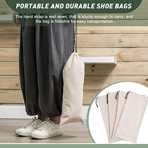 Kenning 12 Pcs Shoe Dust Bags Beige Duster Flannel Single Shoe Pouch with Drawstring Closure Washable Breathable Shoe Covers for Travel Home Luggage Handbags, 8 x 17 Inches - Image 4