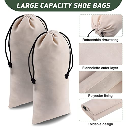 Kenning 12 Pcs Shoe Dust Bags Beige Duster Flannel Single Shoe Pouch with Drawstring Closure Washable Breathable Shoe Covers for Travel Home Luggage Handbags, 8 x 17 Inches - Image 3
