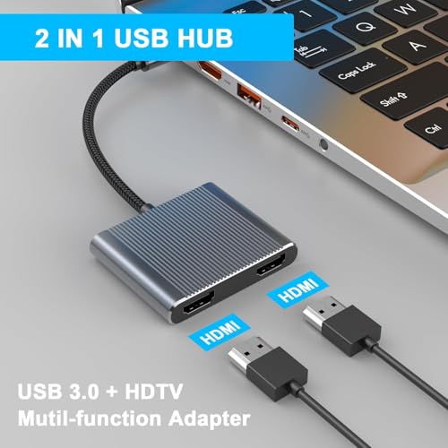 MICROWARE USB C to Dual HDMI Adapter,Dual Monitors Adapter 4K@60Hz Digital Sync Screen Connect Compatible with iPad Pro MacBook Pro, Chromebook Huawei Matebook, Dell XPS Series - Image 3