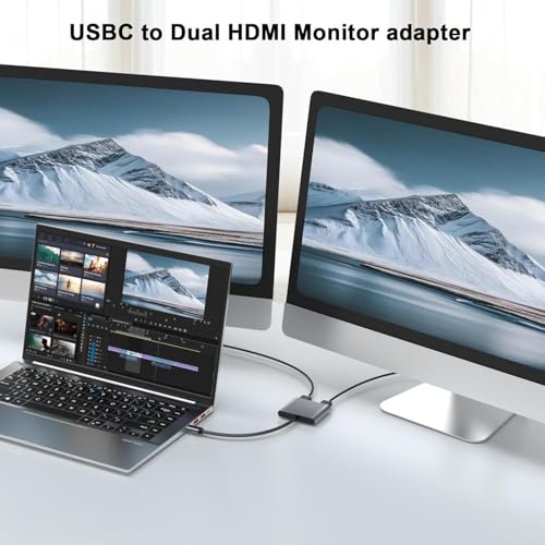 MICROWARE USB C to Dual HDMI Adapter,Dual Monitors Adapter 4K@60Hz Digital Sync Screen Connect Compatible with iPad Pro MacBook Pro, Chromebook Huawei Matebook, Dell XPS Series - Image 5