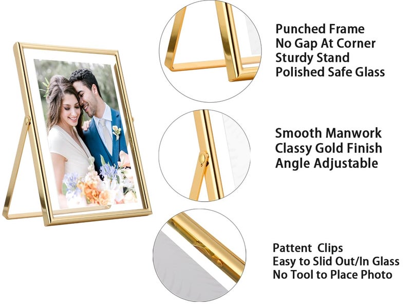 GorYeeFine Gold 10x12" Floating Frame 2-Pack for Photo Sizes(7x9''8x10'',8.5x11''),Adjustable Tabletop/Shelf Floating Picture Frame 8x10'',Classy Gift Choice for Wedding,Thanksgiving,Christmas,Home or Office Decor - Image 5