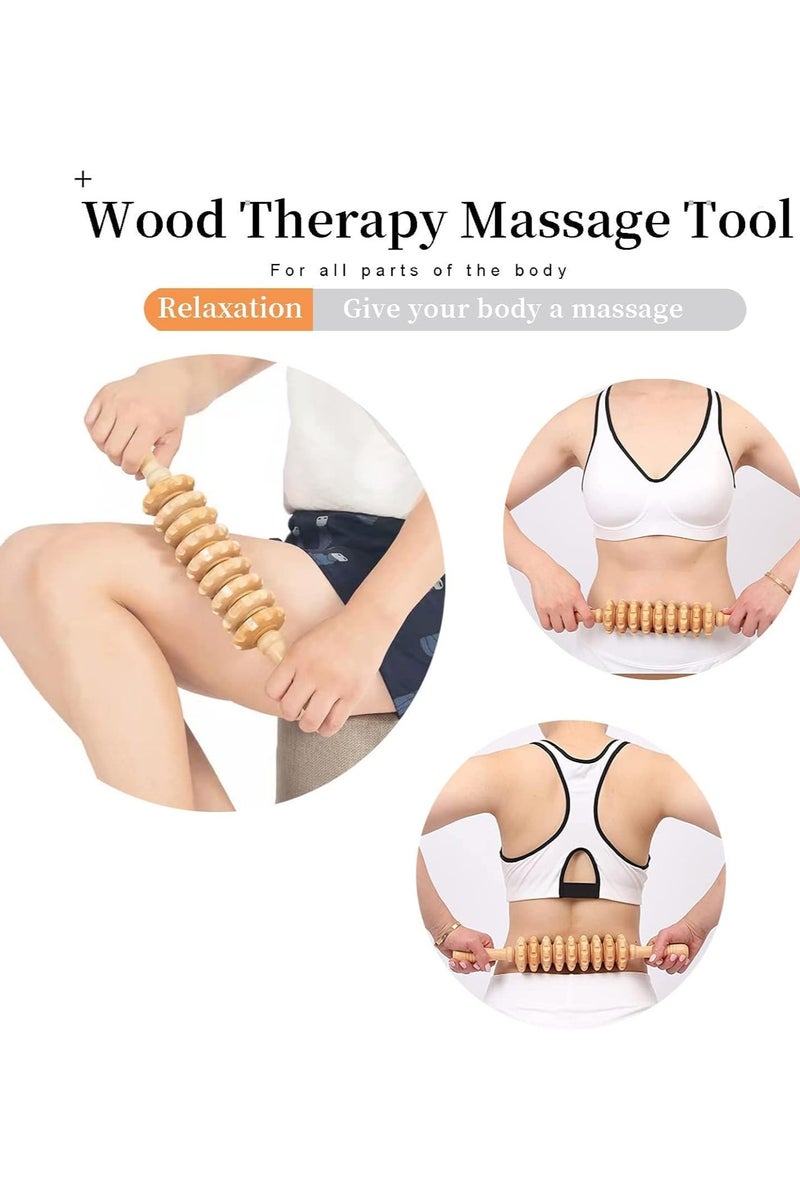 INSIJAM Full Body Wheel Roller Massage Stick Wood Massage Tools Wooden Muscle Release Rollers Manual Wooden Massager Roller for Fascia Cellulite Muscle Wooden Massage Roller Stick for Body Shaping - Image 4