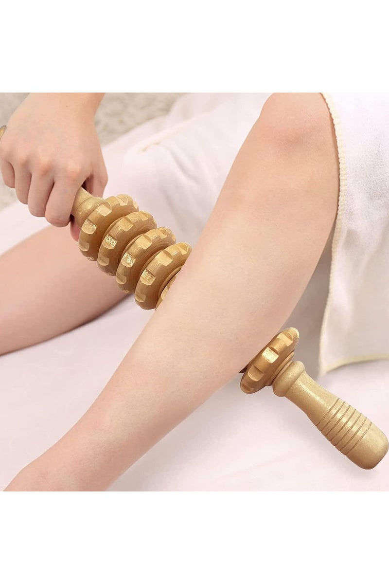 INSIJAM Full Body Wheel Roller Massage Stick Wood Massage Tools Wooden Muscle Release Rollers Manual Wooden Massager Roller for Fascia Cellulite Muscle Wooden Massage Roller Stick for Body Shaping - Image 5