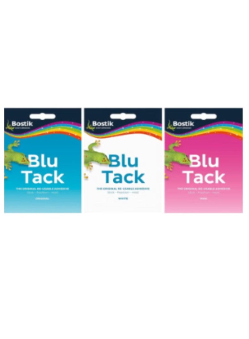 Bostik باستيك بلو تاك الأزرق والأبيض والوردي عبوة من 3 عروض العودة إلى المدرسة - Image 1