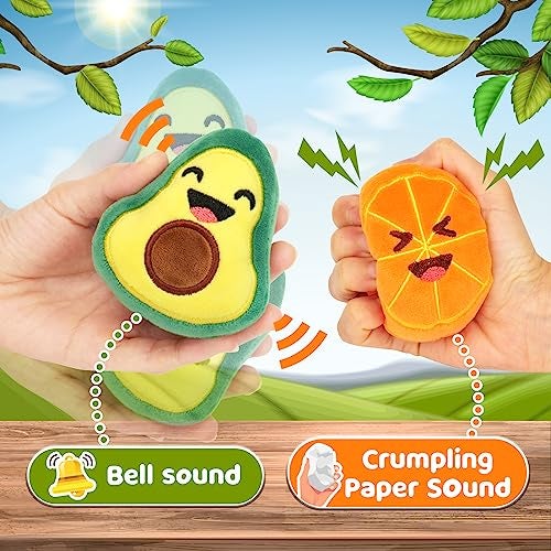 OLEOLETOY Sensory Toys for Kids, 8 Pack Mini Fruit Soft Stuffed Plush Toy for Girls or Boys as Party Decorations, Toddler Pretend Play Kitchen Food, Strawberry, Avocado, Pineapple and Orange - Image 3