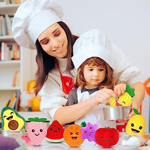 OLEOLETOY Sensory Toys for Kids, 8 Pack Mini Fruit Soft Stuffed Plush Toy for Girls or Boys as Party Decorations, Toddler Pretend Play Kitchen Food, Strawberry, Avocado, Pineapple and Orange - Image 5