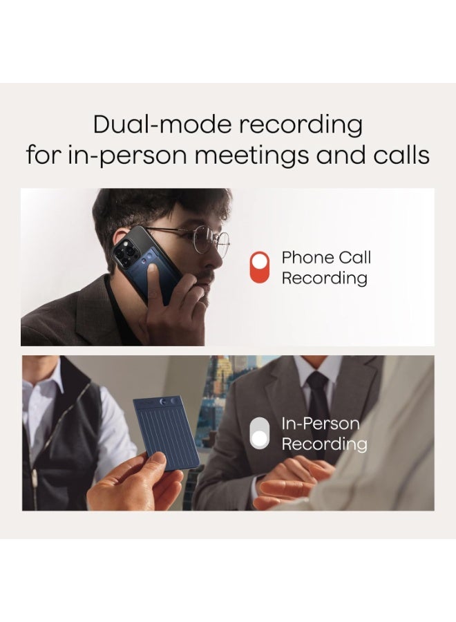 PLAUD مسجل صوت PLAUD NOTE AI، تحكم عبر التطبيق، نسخ وتلخيص مدعوم من Chat GPT، يدعم 57 لغة، 64GB، مسجل صوت للمكالمات، الاجتماعات، المقابلات، أزرق داكن - Image 2