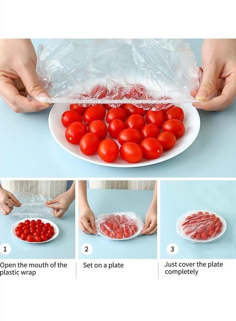 daydayup 200 Pcs Disposable Elastic Fresh-Keeping Covers, Food Preservation Bags, Can Be Used For Shower Caps, Dust And Insect Proof, Universal Kitchen Plastic Packaging - Image 3