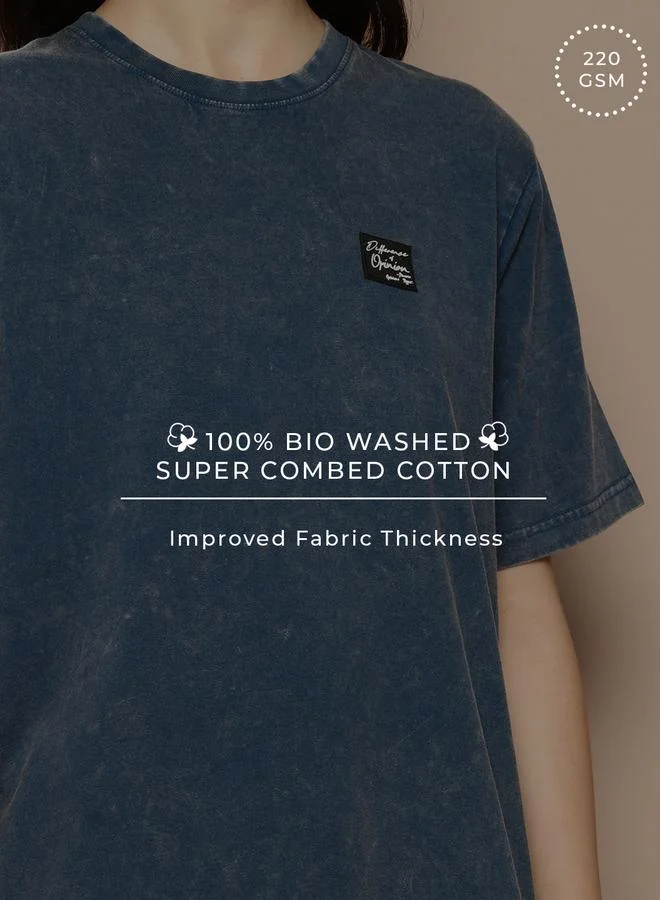 Difference of Opinion Women Oversized Washed Printed T-Shirt